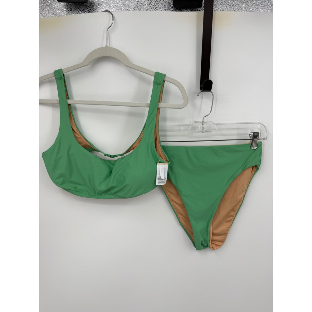 J.Crew Re-Imagined Bikini Set Women L/S Green High Waist BC127 BF178